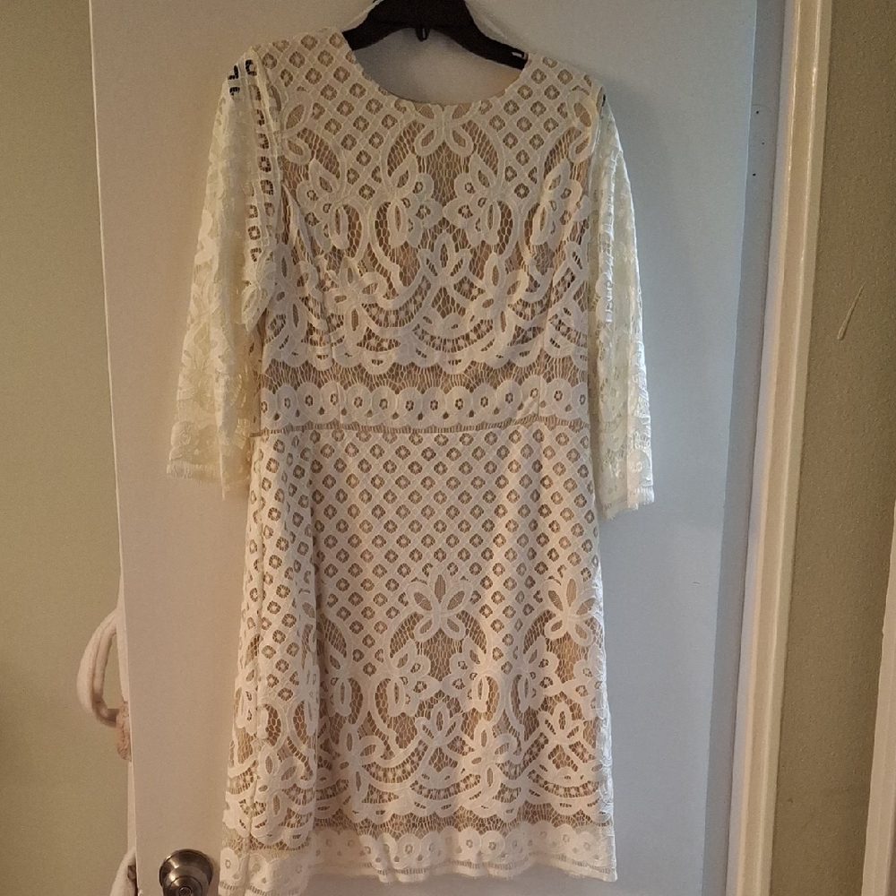 Danny And Nicole Elegant Cream Lace Dress Size 14